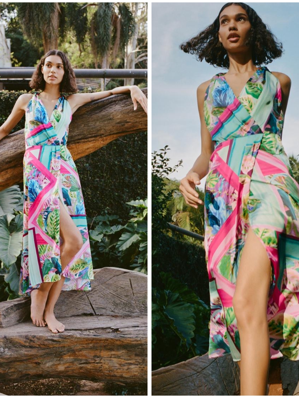 Zara Tropical Print Midi Dress